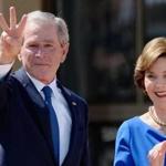 Former President George W. Bush with wife  Laura Bush in Texas in 2013. 