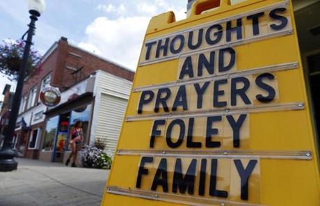 A sign supporting James Foley's family was on display outside a store in Rochester, N.H.
