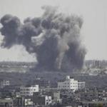 Smoke was seen following what witnesses said was an Israeli airstrike in Gaza on Thursday.