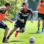 Jermaine Jones practiced with the Revolution for the first time on Tuesday.