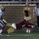 Boston College quarterback Tyler Murphy?s 51-yard first-quarter run ended with a dive for the pylon, but a video review revealed he fell just short. Tyler Rouse scored on the next play.