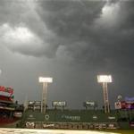 Storm clouds gathered over Fenway Park before Saturday?s game between the Red Sox and Blue Jays.