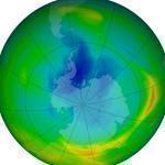 An image provided by NASA shows the Earth?s ozone layer over the years.