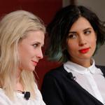 Maria Alyokhina (left) and Nadezhda Tolokonnikova, members of the punk protest band Pussy Riot, answered a question during a forum at the Kennedy School of Government at Harvard on Monday.