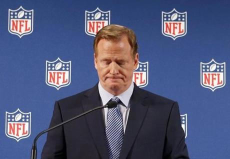 Roger Goodell said he would not resign as NFL commissioner at a press conference to address the league?s handling of domestic abuse cases involving players.
