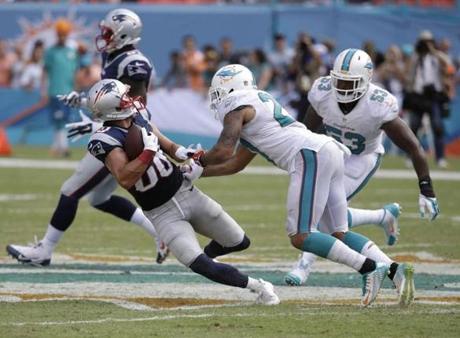 Patriots receiver Danny Amendola has just three catches through two games, all in the opener against Miami.
Lynne Sladky/Associated Press
