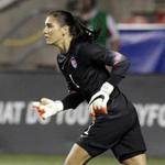 Hope Solo will be in goal when the US begins play next month in the CONCACAF championship.  (Rick Bowmer/Associated Press) 