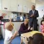 Governor Deval Patrick appeared at a campaign event with Martha Coakley at a Head Start center in Quincy.
