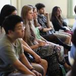 Tufts University students listened to a safety seminar Monday at the school.
