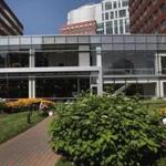 The garden outside Google?s new office in Kendall Square.