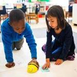 First-graders at private Shady Hill School in Cambridge learn basic algorithmic thinking and teamwork as they figure out how to make programmable robotic toys move. 