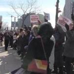Protesters gathered outside Third Way?s offices in Washington, D.C., in December 2013, asking the group to reveal its funding sources.