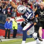 Rob Gronkowski?s 16-yard touchdown catch gave him exactly 100 receiving yards, the 13th time in his career he?s reached the century mark.
