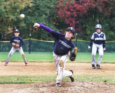 Myles Sargent of the Seacoast United Navy pitched during a game against the Seacoast United Carolina in Stratham, N.H.
