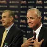 John Hart (right), 66, is the Braves? new president of baseball operations.