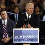 Vice President Joe Biden campaigned with Congressional candidate Seth Moulton at a rally in Lynn Wednesday. 