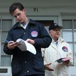 Ryan Holmes and LouAnne Zawodny canvassed in Chelsea to encourage voters to oppose the referendum.