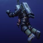 WHOI?s Edward O?Brien  used the Exosuit in Greece. He is beneath the team?s ship.