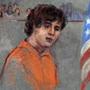 This sketch depicts Dzhokhar Tsarnaev appearing at his July 2013 arraignment in federal court.