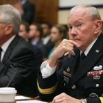 US Chairman of the Joint Chiefs of Staff Gen. Martin Dempsey (right) and Defense Secretary Chuck Hagel testified before the House Armed Services Committee aon Thursday.