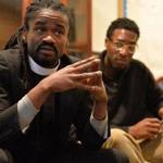 The Rev. Osagyefo Uhuru Sekou of the First Baptist Church in Jamaica Plain spoke to participants during a nonviolent civil disobedience training session Sunday in St. Louis, Mo.