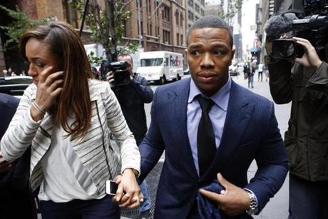 Ray Rice and his wife, Janay, attended a two-day appeal hearing of his indefinite suspension from the NFL in New York.
