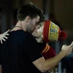 Miley Cyrus kissed Patrick Schwarzenegger during the game between the California Golden Bears and the USC Trojans at Los Angeles Memorial Coliseum on Nov. 13. 