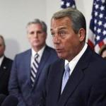 House Speaker John Boehner addressed reporters after a House Republican caucus meeting on Capitol Hill.