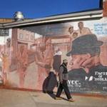 A mural in Dudley Square reflects the neighborhood?s ethnic makeup.
