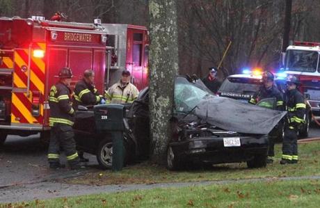 Firefighters had to use the Jaws of Life to extricate Paul Chuilli, 18, from the single-car crash in Bridgewater.
