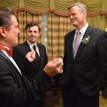 From left: Keith Lockhart, Casey Affleck, and Governor-elect Charlie Baker Wednesday at Symphony Hall.