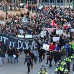 Thousands of protestors marched through the streets of Boston Saturday. 