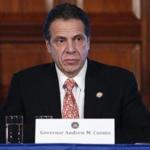 New York Governor Andrew Cuomo watched a presentation on hydraulic during a cabinet meeting at the Capitol on Wednesday.