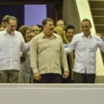 The Cuban Five spies, from left, Fernando Gonzalez, Rene Gonzalez, Ramon Labanino, Antonio Guerrero, and Gerardo Hernandez attended a Parliament session on Saturday.