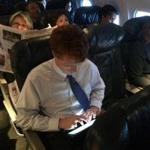 Representative Joseph Kennedy checked his e-mail on a recent shuttle to Washington D.C., a flight he takes often.
