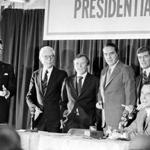 Republican presidential hopefuls Ronald Reagan, left, John Anderson, Howard Baker, Robert Dole Philip Crane. )