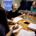 From left: Sophia, Jung, and Charles Starrett play D&D at home.