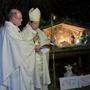Bishop Robert Hennessey led a prayer service in Haverhill to bless the crèche from which the baby Jesus statue was stolen