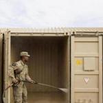 US soldiers cleaned a shipping container in preparation for leaving forward operating base Gamberi in the Laghman province of Afghanistan.