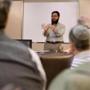 Rabbi Micha?ael Rosenberg led a discussion about the Talmud at a Boston law firm.
