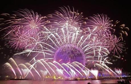 Fireworks lit up the sky over central London.
