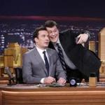 Jimmy Fallon (left)  and Stephen Colbert will host rival shows.