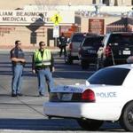 Police officers guarded an entrance to the Beaumont Army Medical Center/El Paso VA campus during the search for a gunman. 