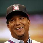 National Baseball Hall of Fame inductee Pedro Martinez smiles before a taping of a show at the MLB Network's Studio 42 following a press conference showcasing the 2015 hall of fame class, Wednesday, Jan. 7, 2015, in Secaucus, N.J. (AP Photo/Julio Cortez)