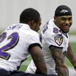 Steve Smith Sr. (right) and Torrey Smith (left) combined to make 128 catches for Baltimore this season. (AP Photo/Patrick Semansky)