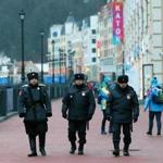 SOCHI, RUSSIA - JANUARY 31: Police security patrol the Rosa Khutor Mountain Cluster village ahead of the Sochi 2014 Winter Olympics on January 31, 2014 in Rosa Khutor, Sochi. (Photo by Getty Images/Getty Images)