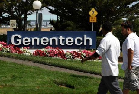 Genetech, headquartered in south San Francisco, does not plan to open a research and development facility in the Boston area.  ?We do deals with Boston companies. But we go wherever the science is,? an executive said.
