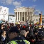 Antiabortion demonstrators marched at the Supreme Court in Washington in the March for Life.  