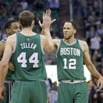 Tayshaun Prince (12) scored 19 points on 7-for-10 shooting to lead the Celtics to the win. (AP Photo/Rick Bowmer) 