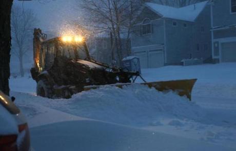 A plow cleared a street in Lexington early Tuesday morning.
